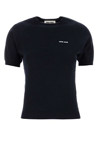 Miu Miu Logo-Intarsia Crewneck Knitted Top