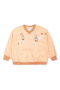 Bunny Print V-Neck Sweatshirt