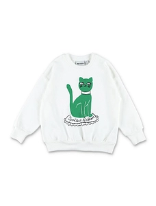 Cat-Printed Crewneck Sweatshirt
