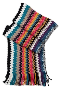 Missoni Zigzag-Pattern Fringed Knitted Scarf