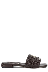 Miu Miu Logo Lettering Square Toe Sandals