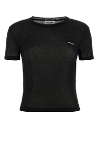 Miu Miu Logo-Patch Crewneck T-Shirt