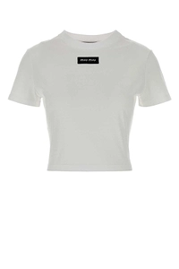 Miu Miu Logo Patch Cropped T-Shirt