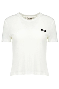 Miu Miu Logo-Patch Crewneck T-Shirt