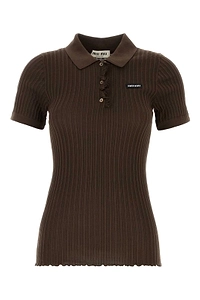 Miu Miu Logo-Patch Knitted Polo Shirt