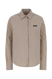 Miu Miu Logo Patch Long Sleeve Shirt