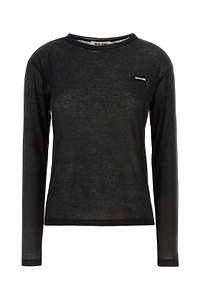 Miu Miu Logo-Patch Long-Sleeved T-Shirt