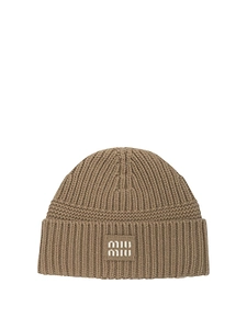 Miu Miu Logo-Patch Ribbed Beanie