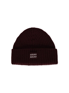 Miu Miu Logo-Patch Ribbed Beanie