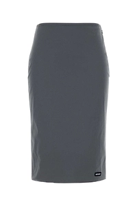 Miu Miu Logo-Patch Stretch Poplin Skirt