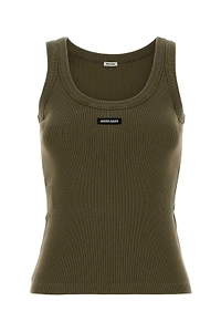 Miu Miu Logo Patch Ribbed-Knit Tank Top