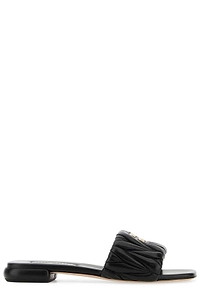 Miu Miu Logo Plaque Matelassé Sandals