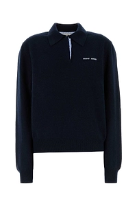 Miu Miu Long-Sleeved Knitted Polo Shirt