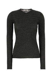 Miu Miu Lurex-Detailed V-Neck Jumper