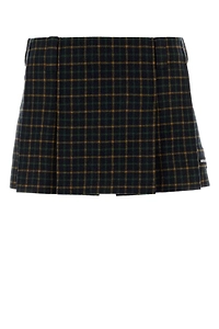 Pleated Checked Mini Skirt