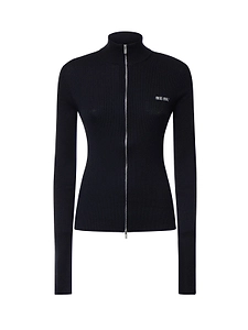 Miu Miu Ribbed Zip-Up Cardigan