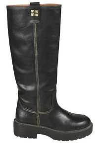Miu Miu Round-Toe Knee-High Boots