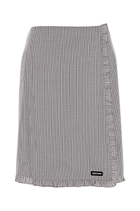 Miu Miu Ruched Checked Midi Skirt