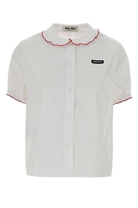 Miu Miu Scalloped Collar Short-Sleeved Top