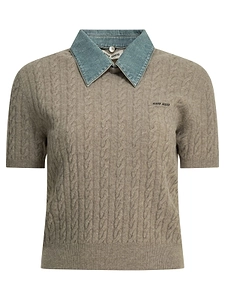 Miu Miu Short-Sleeved Knitted Polo Shirt