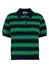 Miu Miu Short-Sleeved Striped Polo Shirt