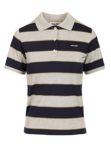 Miu Miu Short-Sleeved Striped Polo Shirt