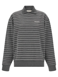 Miu Miu Striped Collared Sweatshirt