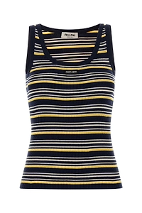 Miu Miu Striped Ribbed Vest