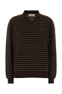 Miu Miu Striped V-Neck Knitwear