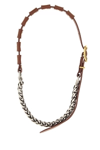 Miu Miu Studded Chain Leather Necklace