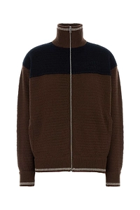 Miu Miu Two-Toned High-Neck Zipped Cardigan
