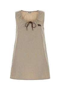 Miu Miu Tie-Neck Logo Mini Dress