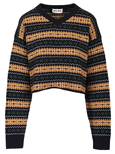 Miu Miu V-Neck Cropped Jumper