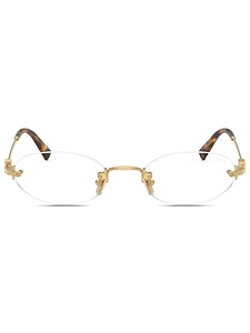 Miu Miu Women Oval Frame Rimless Sunglasses