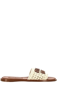 Miu Miu Woven Logo Flat Sandals
