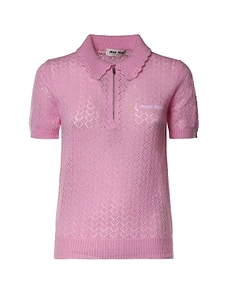 Miu Miu Zipped Knitted Polo Top