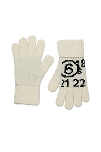 Mm6 Maison Margiela Kids Numeric Logo Jacquard Knit Gloves