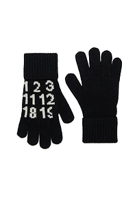 Mm6 Maison Margiela Kids Numeric Logo Jacquard Knit Gloves