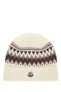 Moncler Enfant Logo Patch Jacquard Knitted Beanie