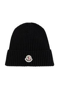 Moncler Enfant Logo Patch Ribbed Beanie
