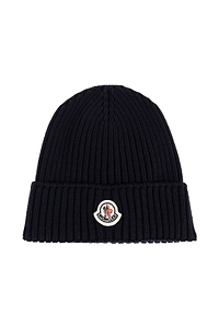 Moncler Enfant Logo Patch Ribbed-Knit Beanie