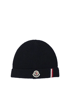 Moncler Enfant Logo Patch Ribbed Beanie