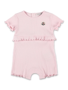Moncler Enfant Logo Patch Ruffled Rompers