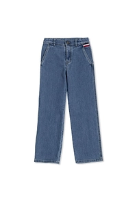 Moncler Enfant Logo Patch Straight Leg Jeans