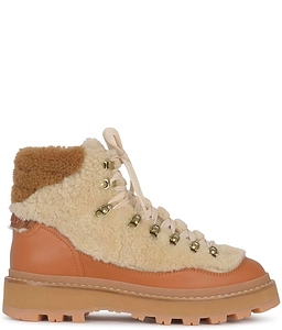 Moncler Fur Panelled Lace-Up Boots