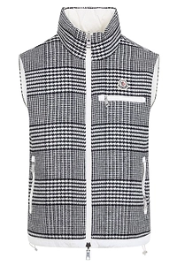 Gienah Houndstooth Zip-Up Padded Vest