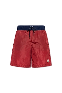 Moncler Logo Patch Drawstring Swim Shorts