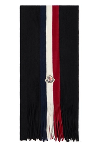 Logo Patch Fringe Detailed Scarf