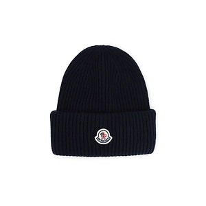 Logo Patch Ribbed Beanie