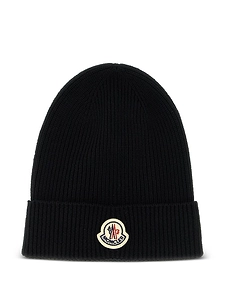 Moncler Ribbed Logo Beanie Hat